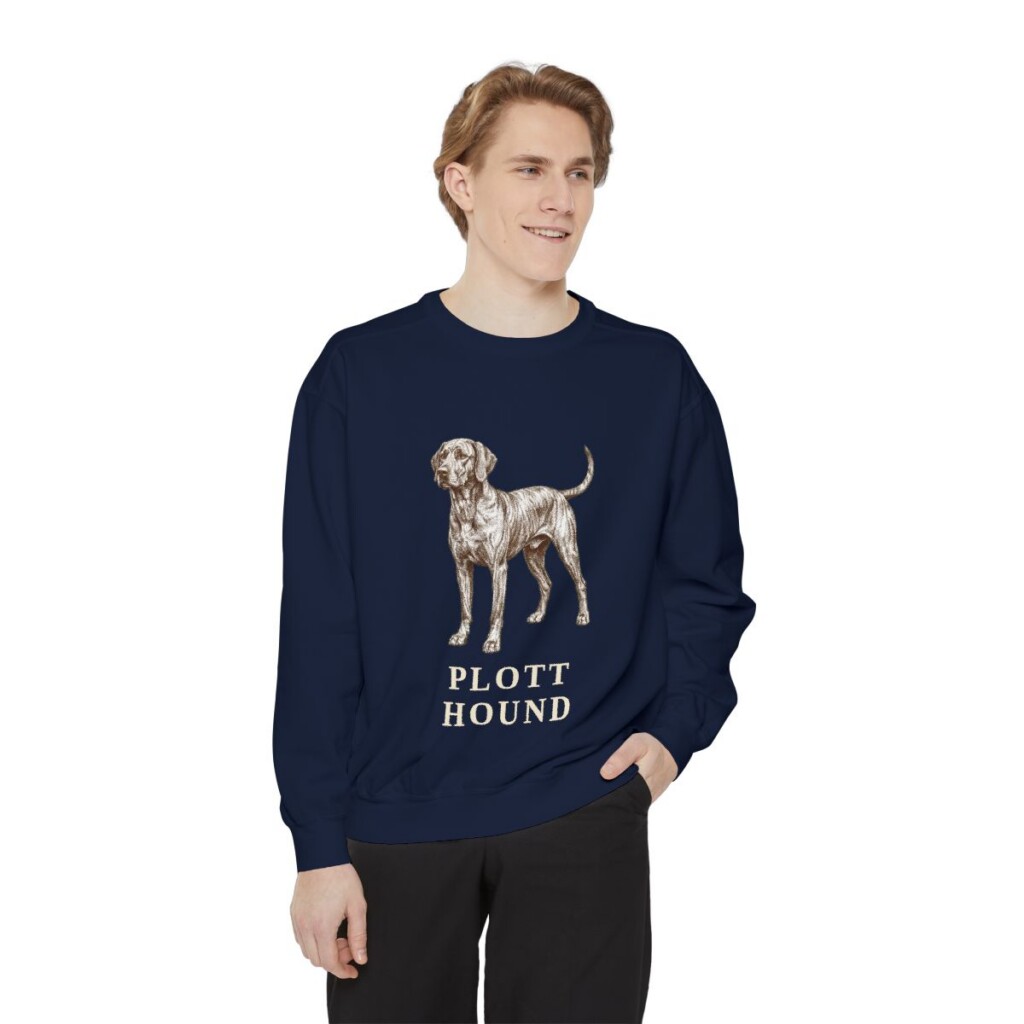 Plott Hound Sweatshirt, True Navy, person 1 front