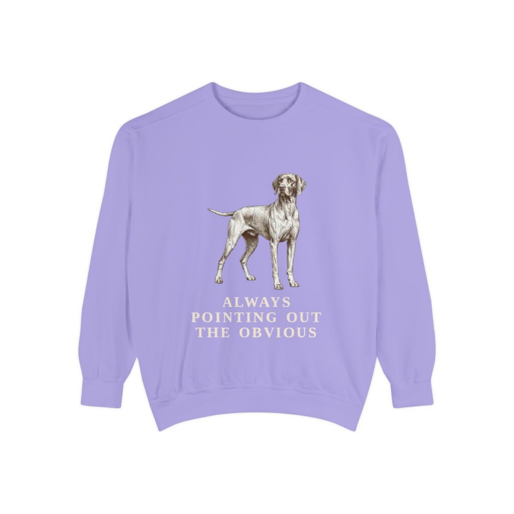 pointer-sweatshirt-humor-violet Pointer Humor Sweatshirt, Violet, front view