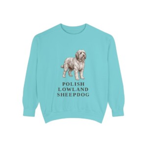 Polish Lowland Sheepdog Sweatshirt, Chalky Mint, front view