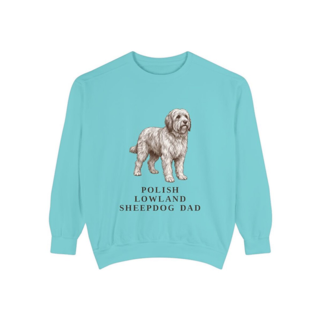 Polish Lowland Sheepdog Dad Sweatshirt, Chalky Mint, front view