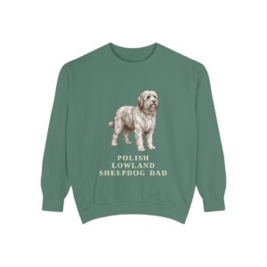 Polish Lowland Sheepdog Dad Sweatshirt, Light Green, front view