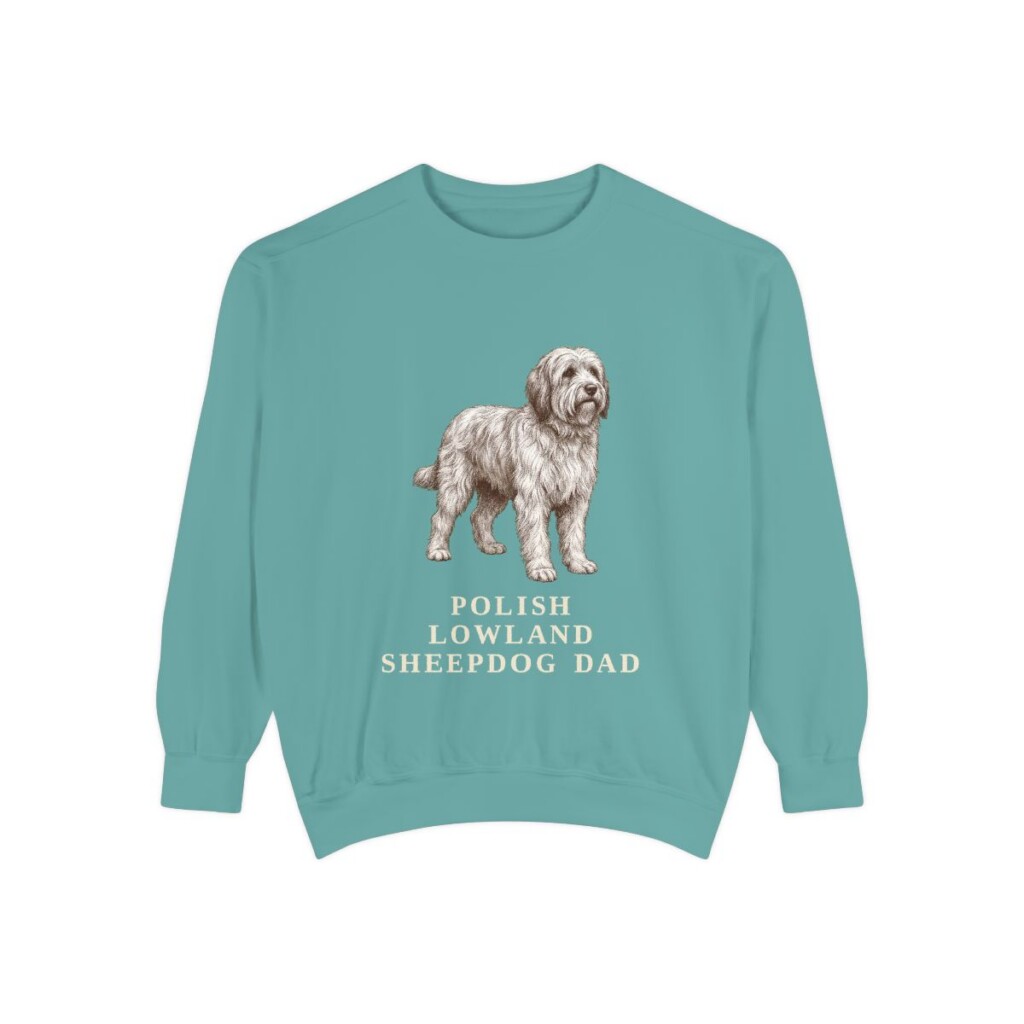 Polish Lowland Sheepdog Dad Sweatshirt, Seafoam, front view