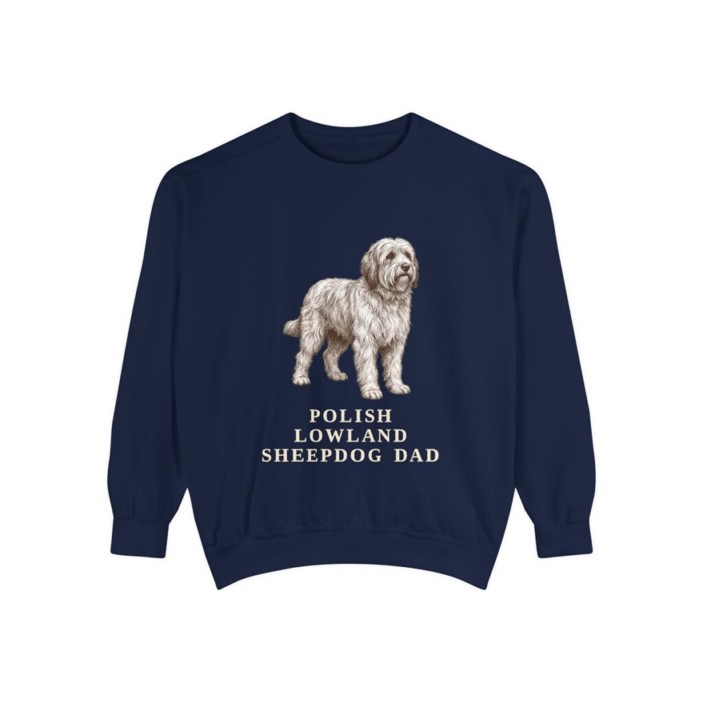 Polish Lowland Sheepdog Dad Sweatshirt, True Navy, front view