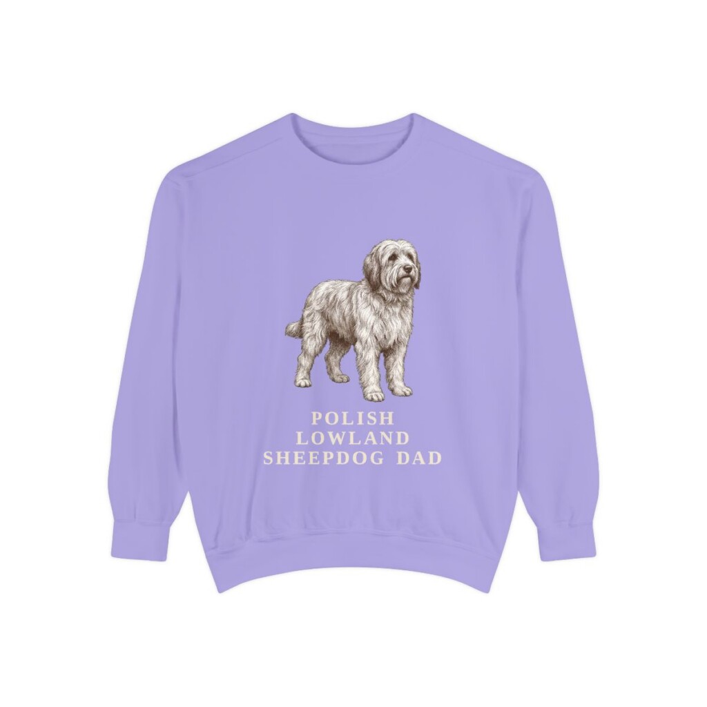 Polish Lowland Sheepdog Dad Sweatshirt, Violet, front view