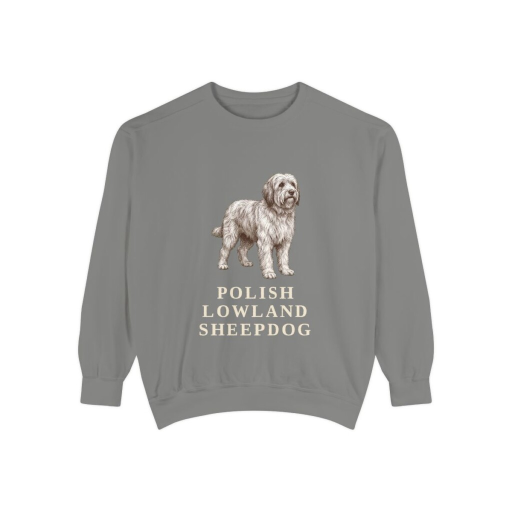 Polish Lowland Sheepdog Sweatshirt, Grey, front view