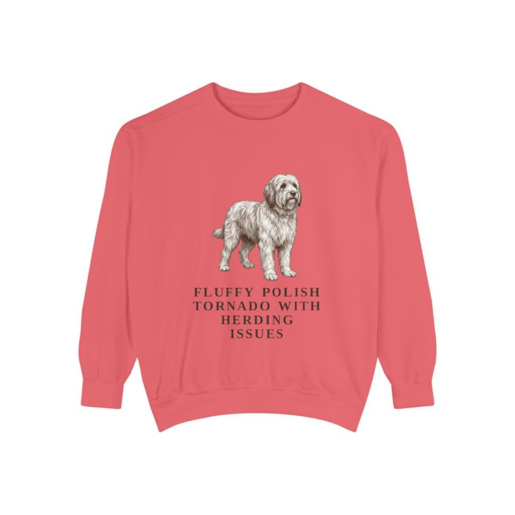 Polish Lowland Sheepdog Humor Sweatshirt, Watermelon, front view