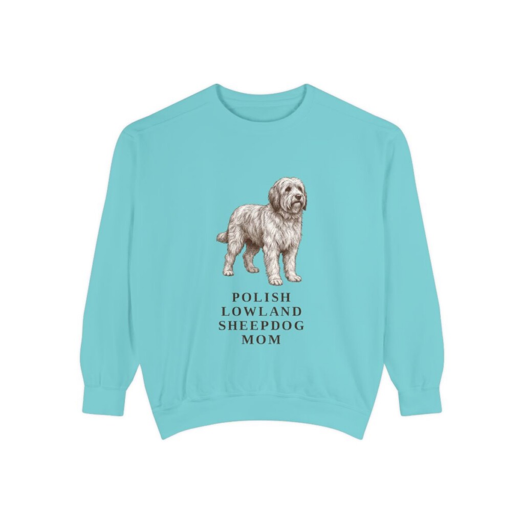polish-lowland-sheepdog-sweatshirt-mom-chalky-mint Polish Lowland Sheepdog Mom Sweatshirt, Chalky Mint, front view