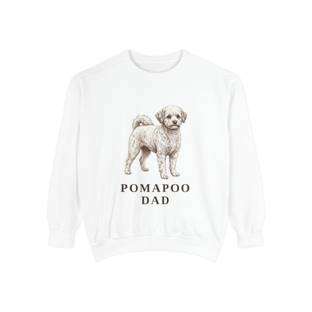 Pomapoo Dad Sweatshirt, White, front view