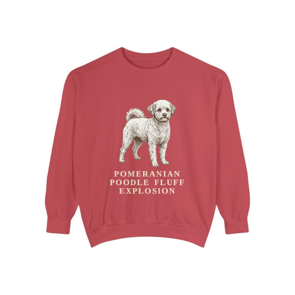 pomapoo-sweatshirt-humor-crimson Pomapoo Humor Sweatshirt, Crimson, front view