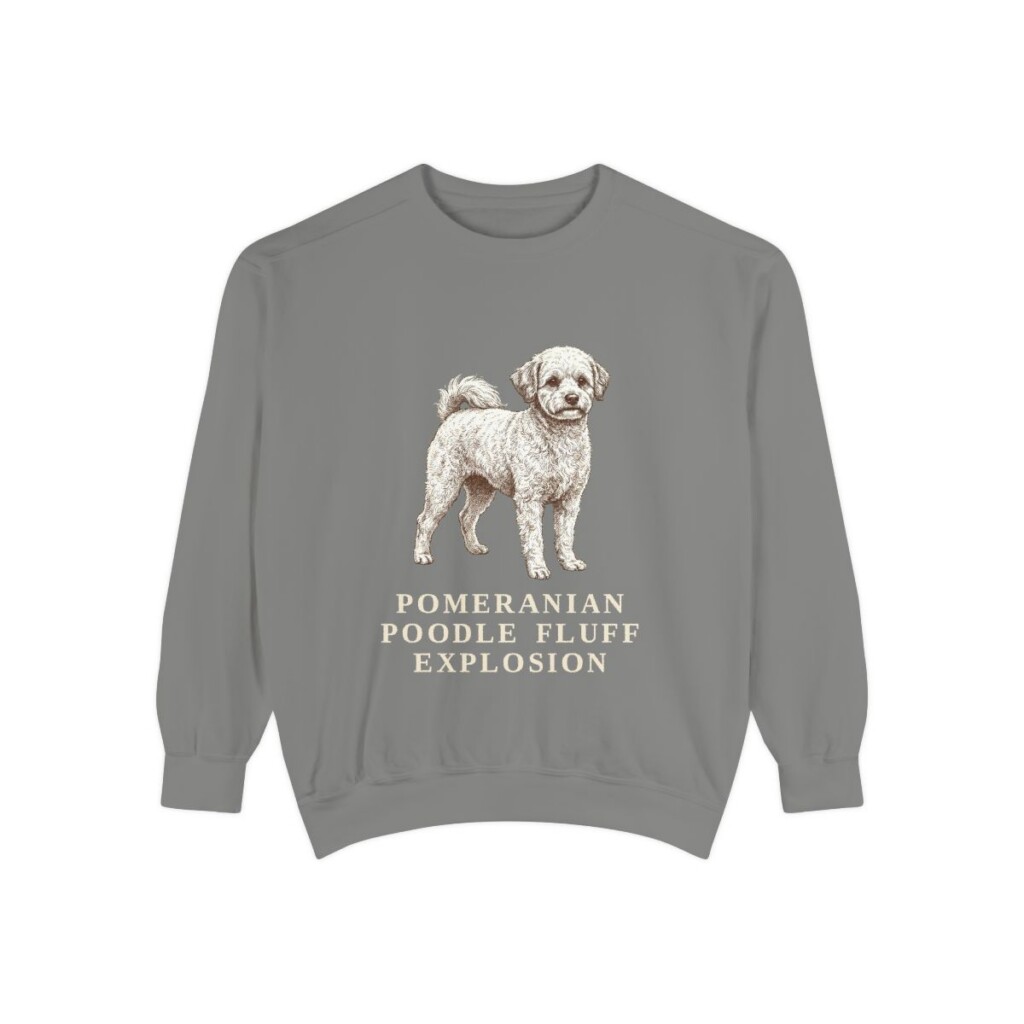 pomapoo-sweatshirt-humor-grey Pomapoo Humor Sweatshirt, Grey, front view
