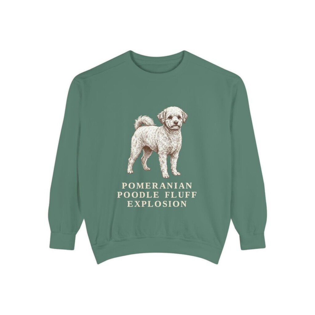 pomapoo-sweatshirt-humor-light-green Pomapoo Humor Sweatshirt, Light Green, front view