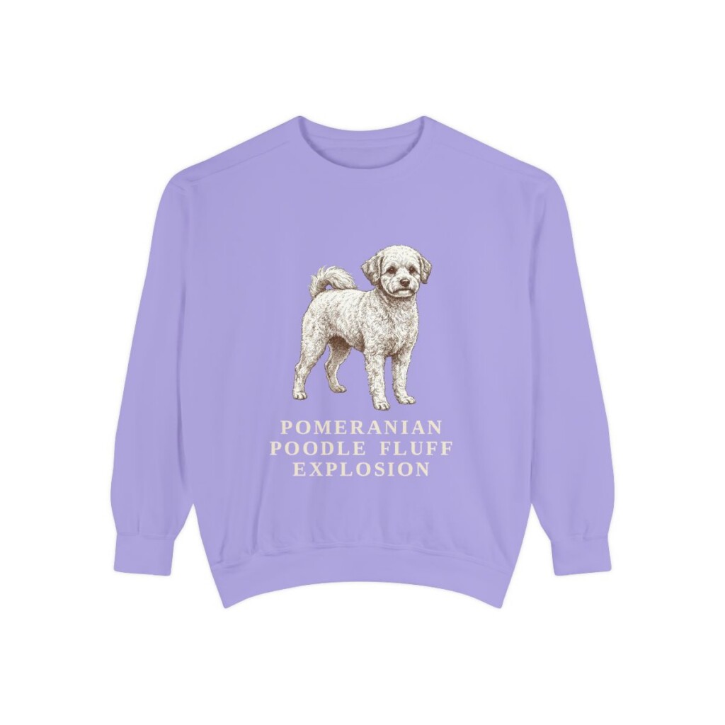 pomapoo-sweatshirt-humor-violet Pomapoo Humor Sweatshirt, Violet, front view