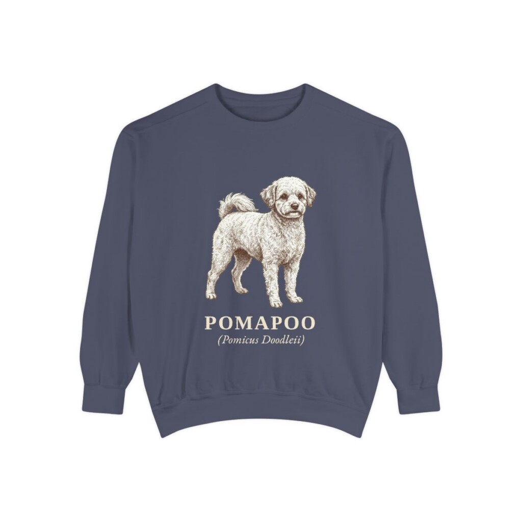 Pomapoo Latin Sweatshirt, Denim, front view