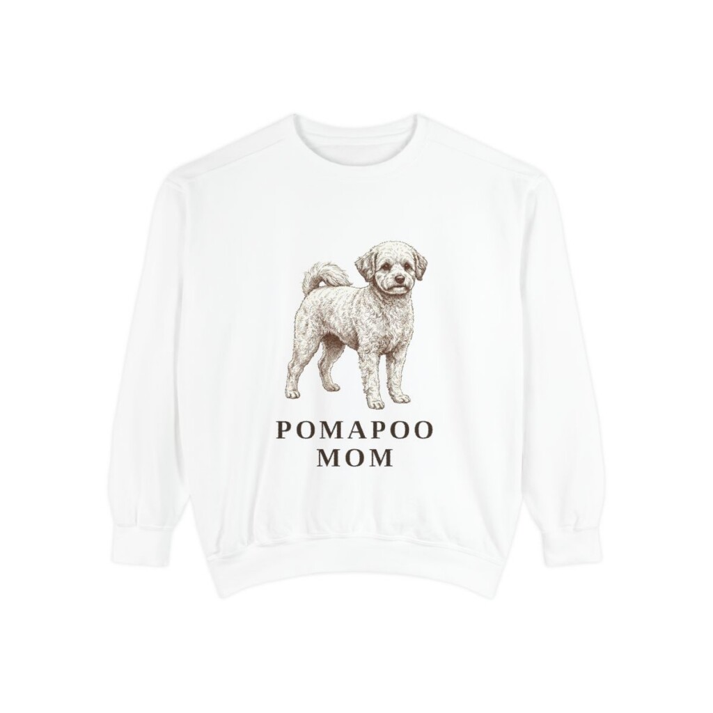 Pomapoo Mom Sweatshirt, White, front view