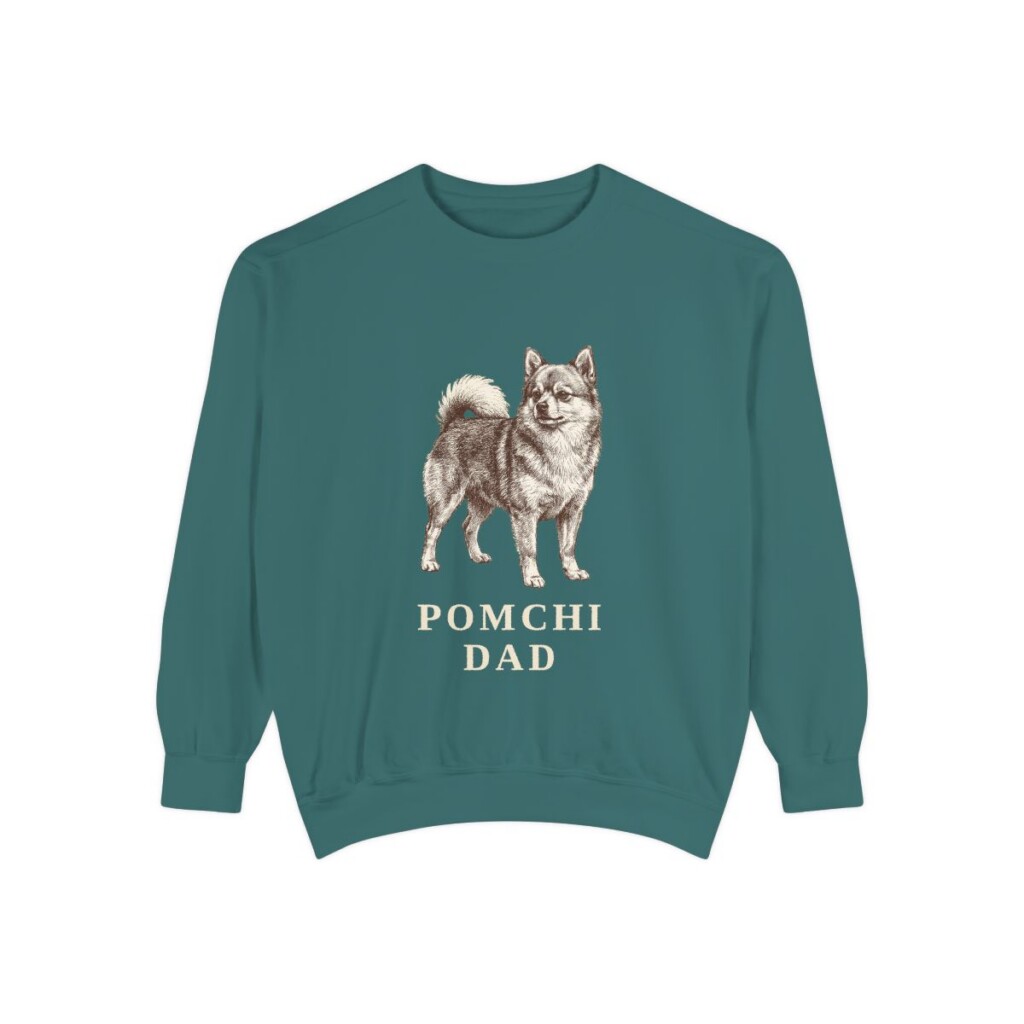 pomchi-sweatshirt-dad-blue-spruce Pomchi Dad Sweatshirt, Blue Spruce, front view