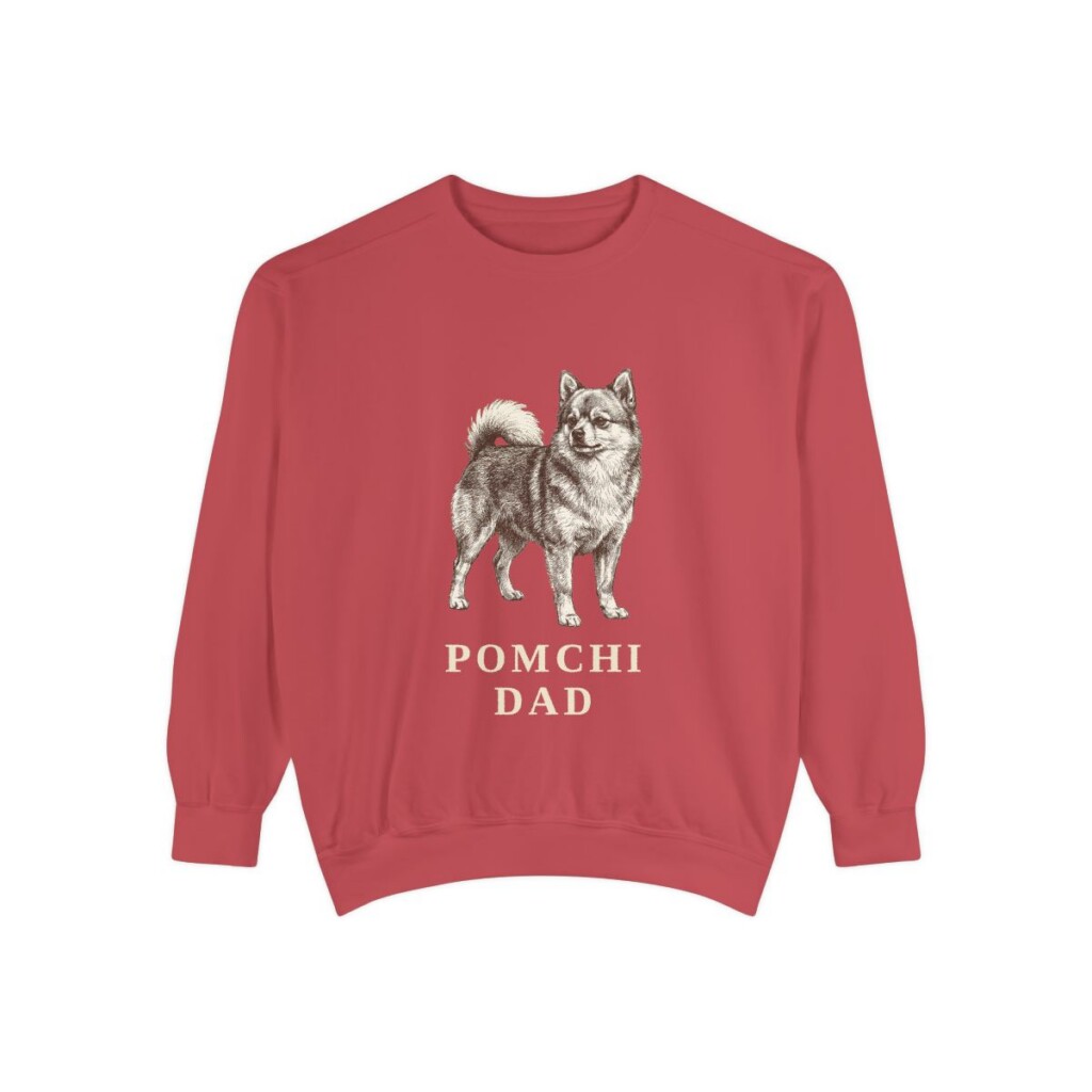 pomchi-sweatshirt-dad-crimson Pomchi Dad Sweatshirt, Crimson, front view