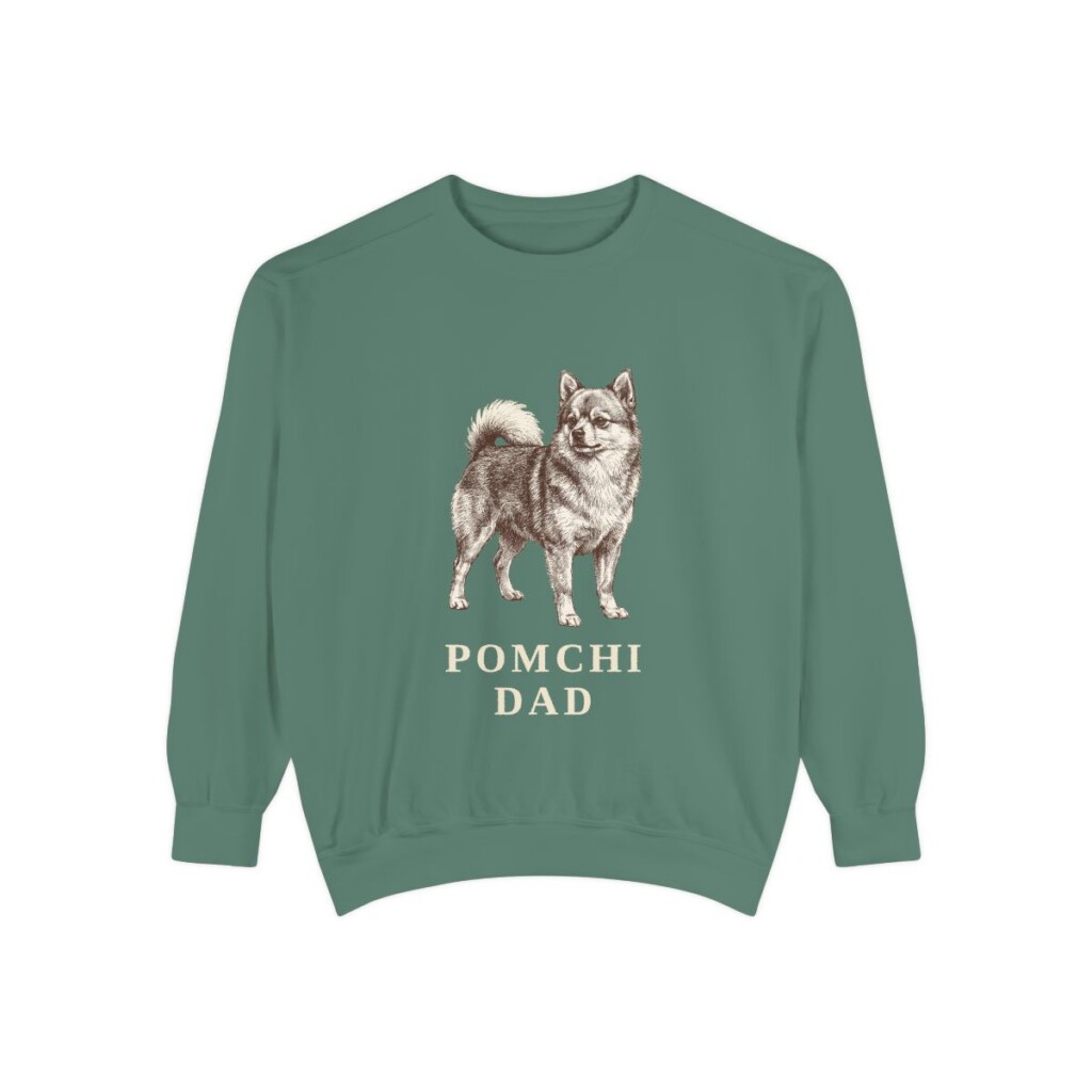 pomchi-sweatshirt-dad-light-green Pomchi Dad Sweatshirt, Light Green, front view