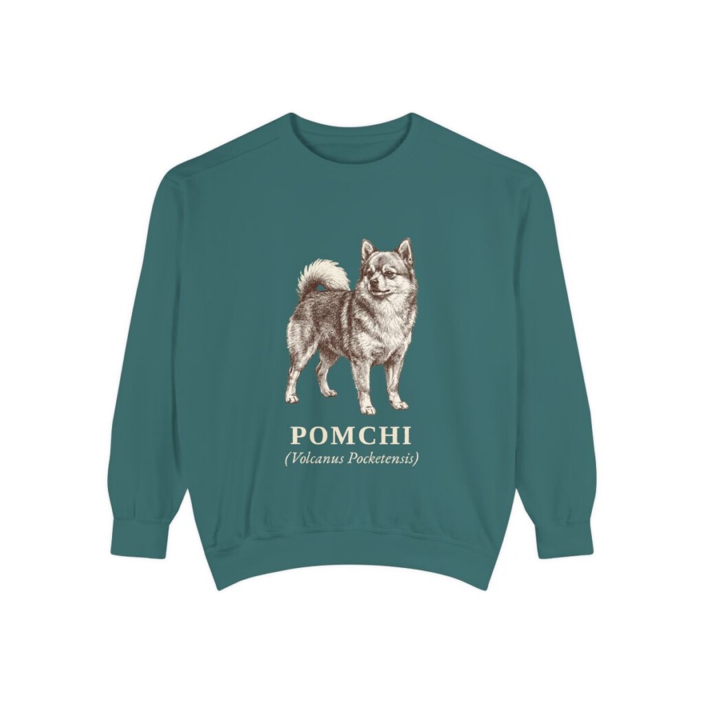 Pomchi Latin Sweatshirt, Blue Spruce, front view