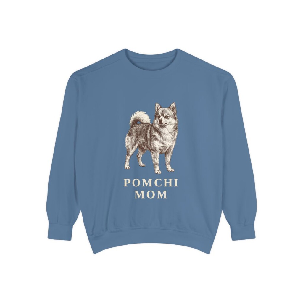 Pomchi Mom Sweatshirt, Blue Jean, front view
