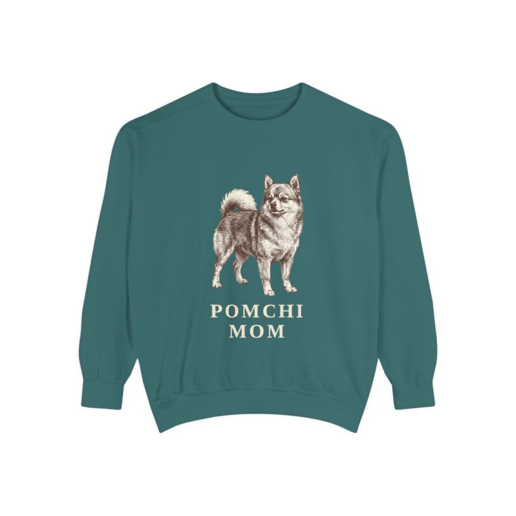 Pomchi Mom Sweatshirt, Blue Spruce, front view