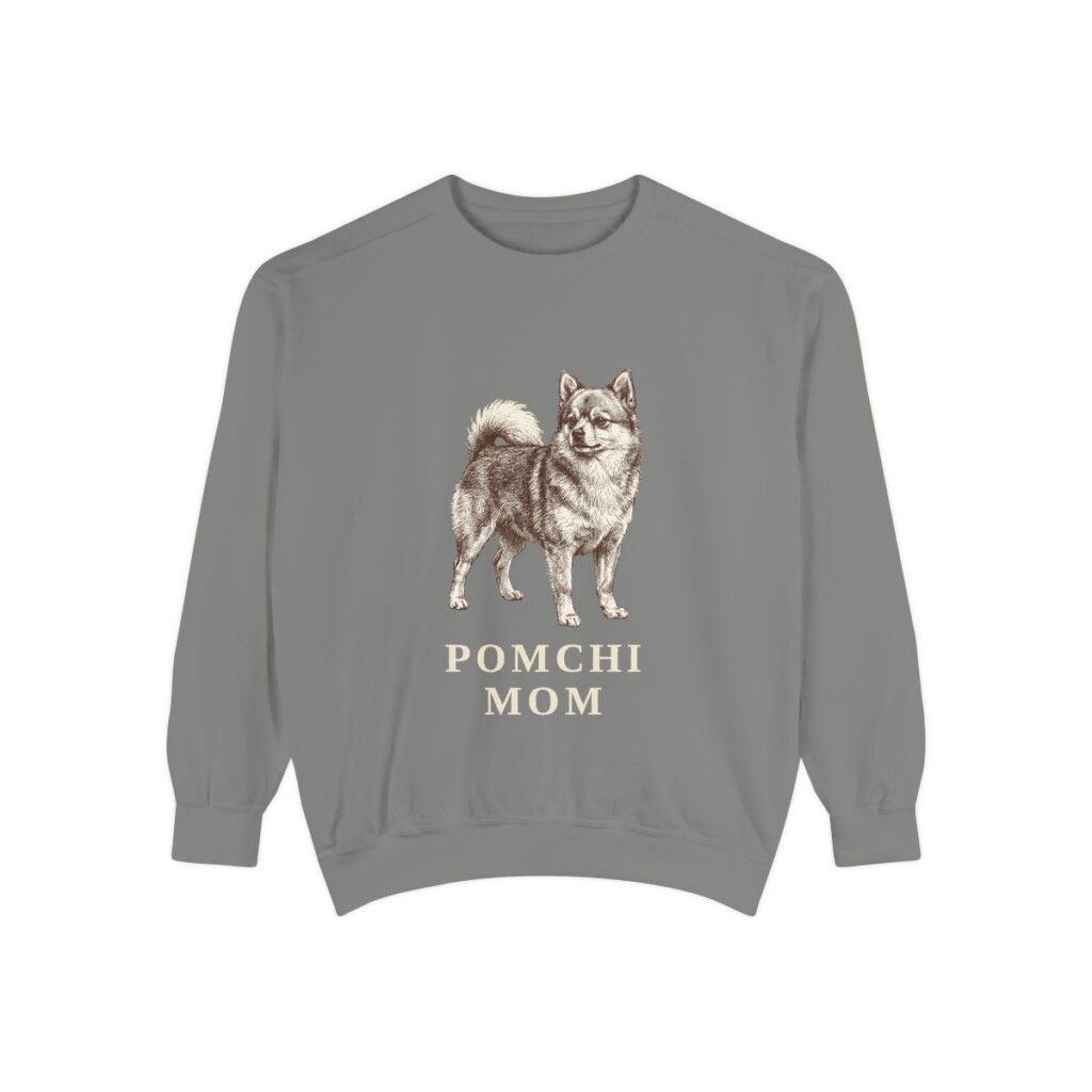 Pomchi Mom Sweatshirt, Grey, front view