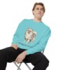 Pomeranian Sweatshirt, Chalky Mint, person 1 context