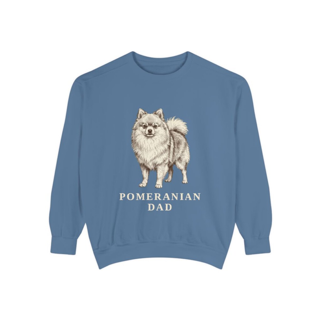 Pomeranian Dad Sweatshirt, Blue Jean, front view