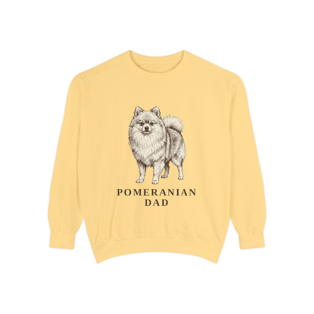 Pomeranian Dad Sweatshirt, Butter, front view