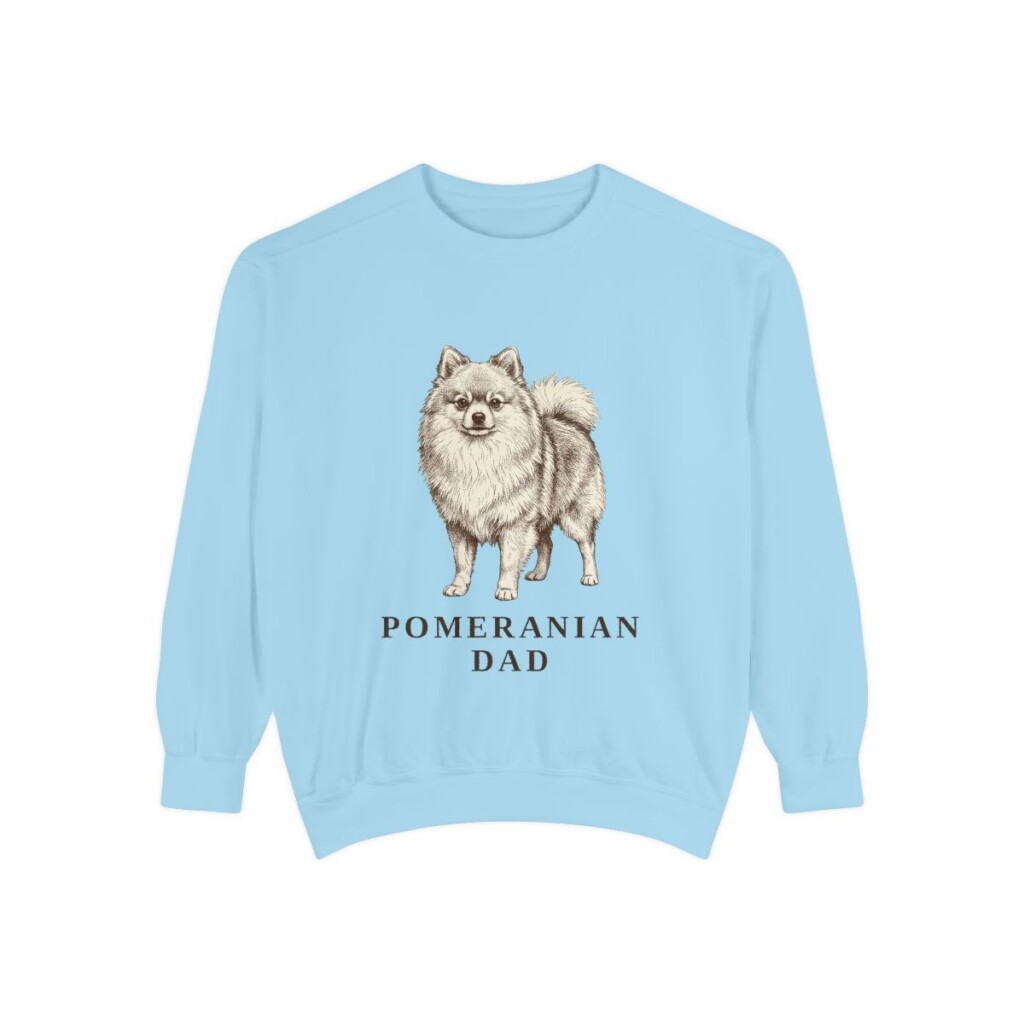 Pomeranian Dad Sweatshirt, Chambray, front view