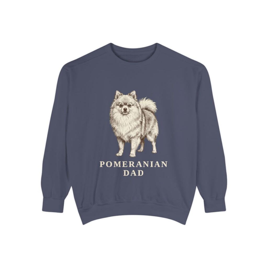 Pomeranian Dad Sweatshirt, Denim, front view
