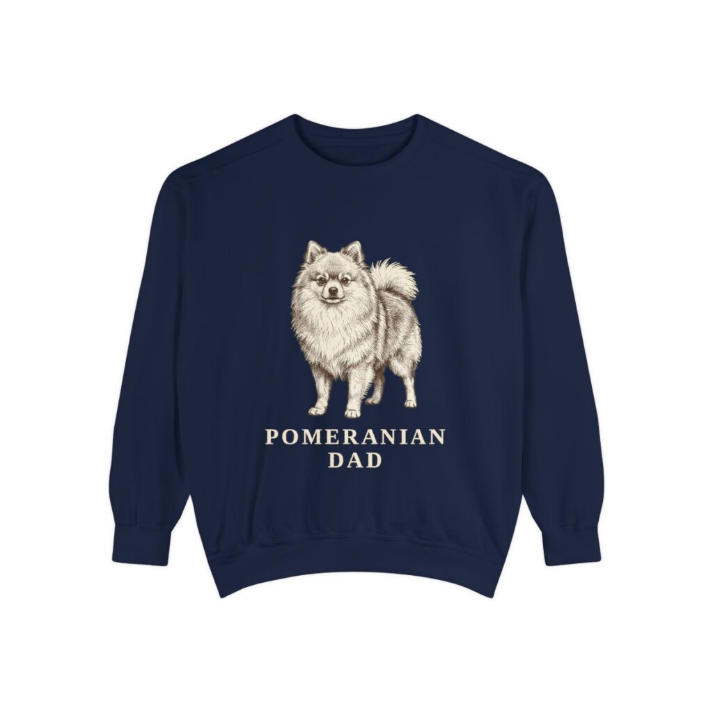 Pomeranian Dad Sweatshirt, True Navy, front view