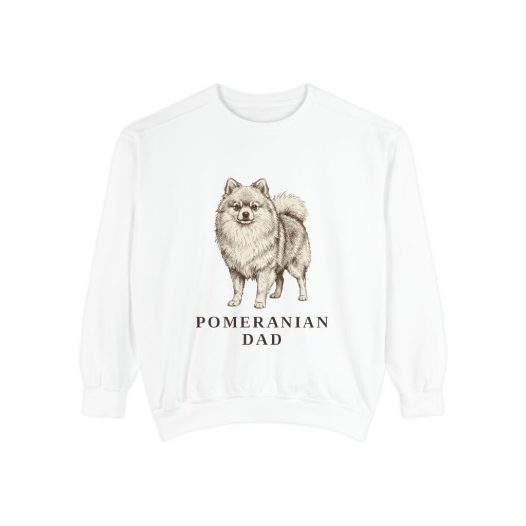 Pomeranian Dad Sweatshirt, White, front view