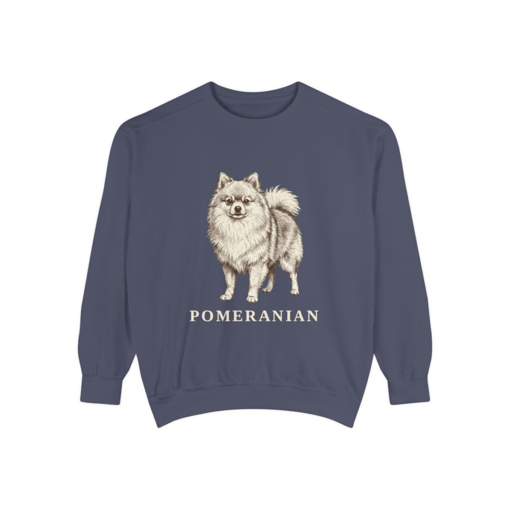 Pomeranian Sweatshirt, Denim, front view