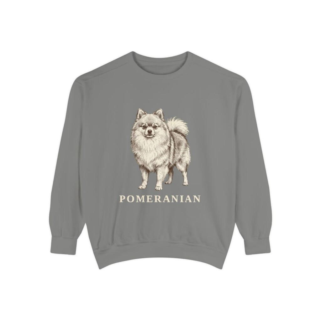 Pomeranian Sweatshirt, Grey, front view