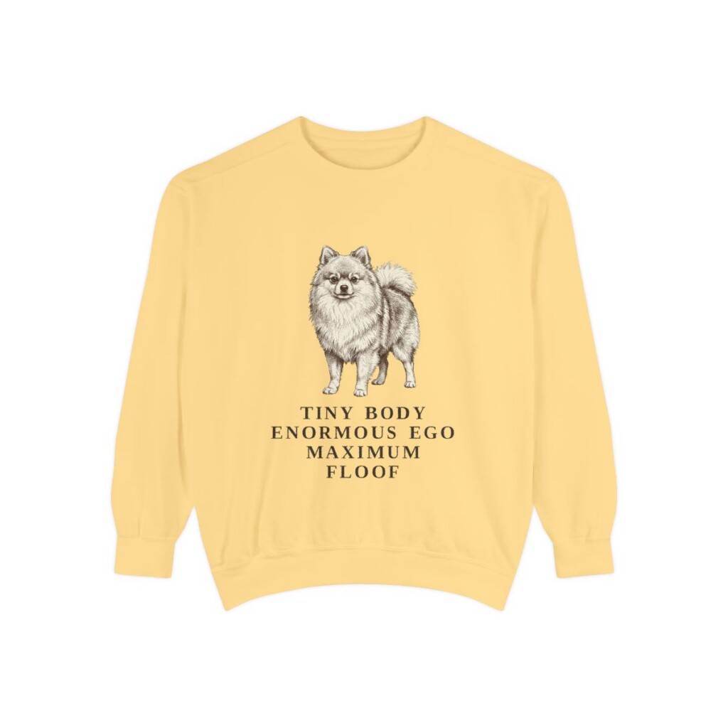 Pomeranian Humor Sweatshirt, Butter, front view