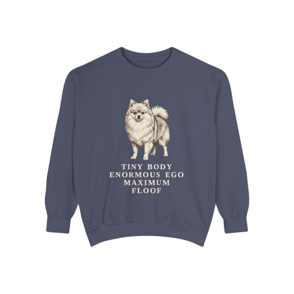 Pomeranian Humor Sweatshirt, Denim, front view