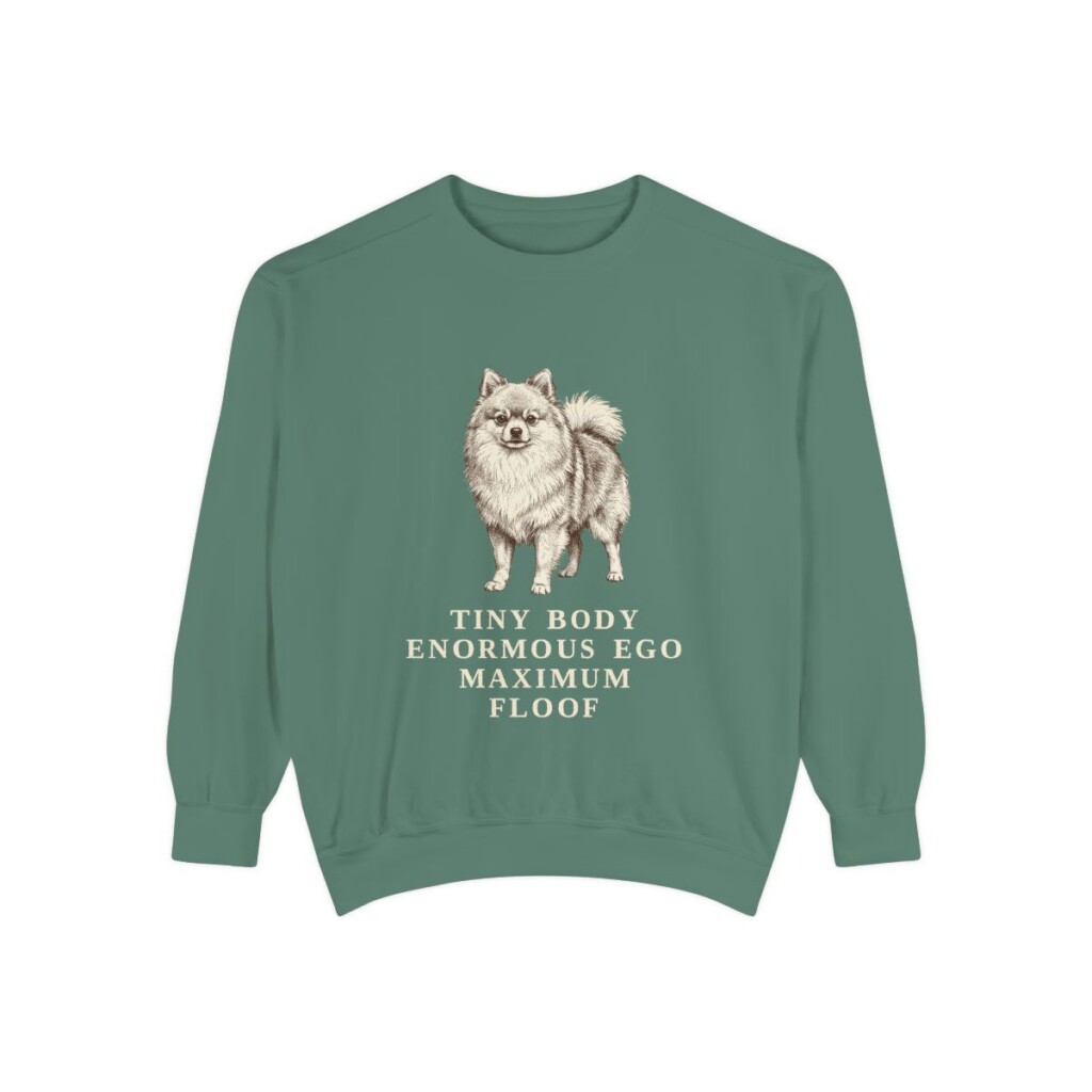 Pomeranian Humor Sweatshirt, Light Green, front view