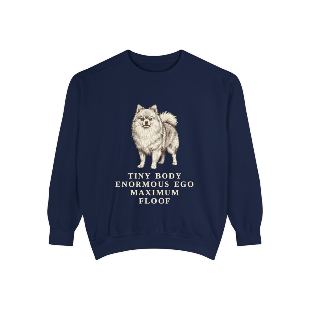 Pomeranian Humor Sweatshirt, True Navy, front view