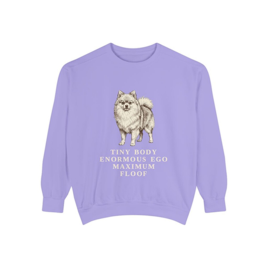 Pomeranian Humor Sweatshirt, Violet, front view