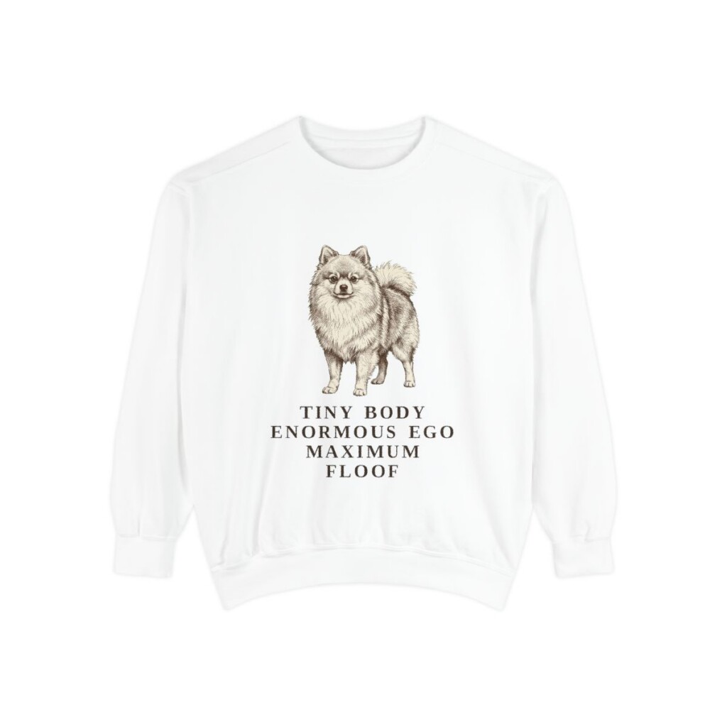 Pomeranian Humor Sweatshirt, White, front view