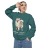Pomeranian Latin Sweatshirt, Blue Spruce, person 2 context