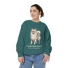 Pomeranian Latin Sweatshirt, Blue Spruce, person 2 front