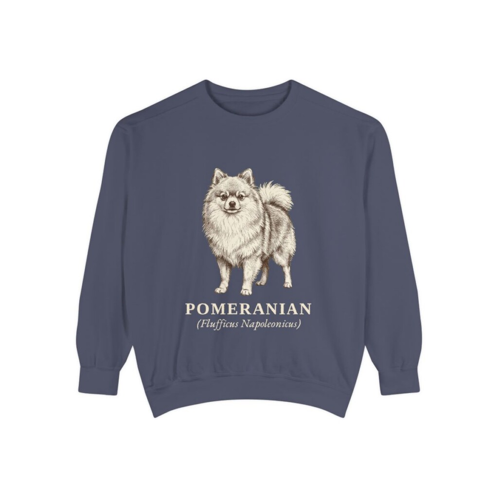 Pomeranian Latin Sweatshirt, Denim, front view