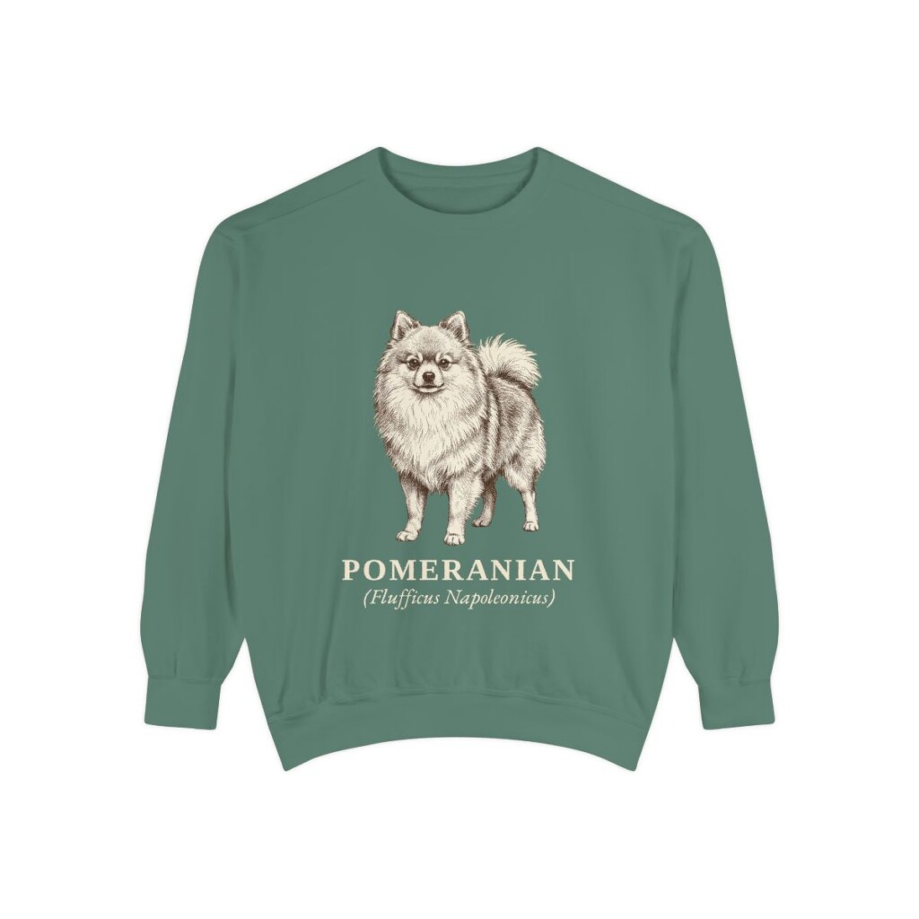 Pomeranian Latin Sweatshirt, Light Green, front view