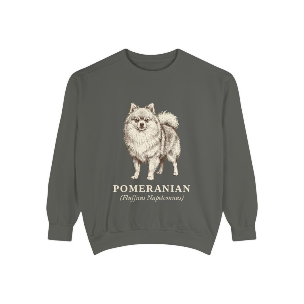 Pomeranian Latin Sweatshirt, Pepper, front view