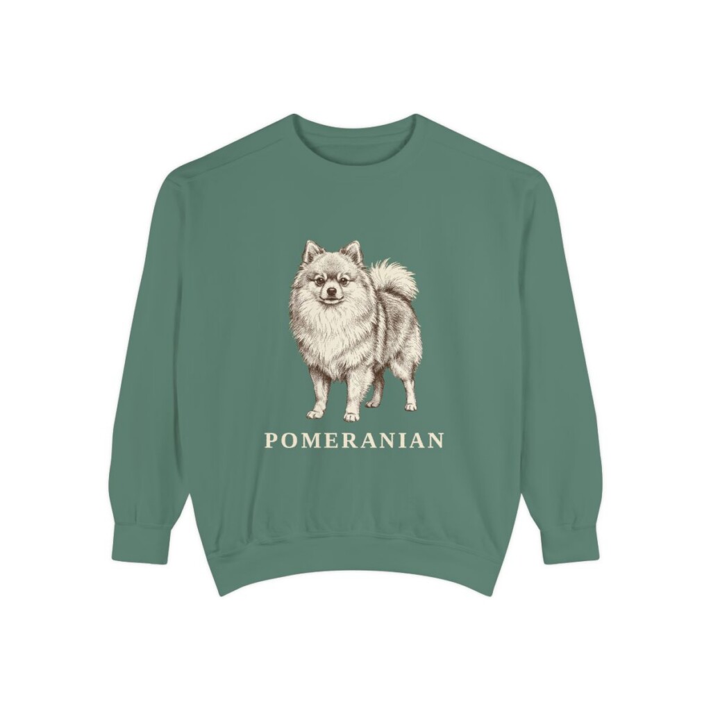 Pomeranian Sweatshirt, Light Green, front view