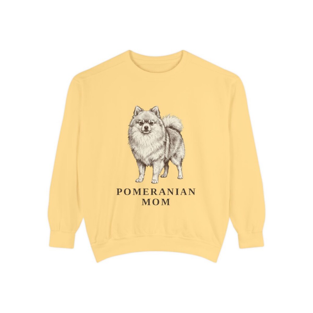 Pomeranian Mom Sweatshirt, Butter, front view