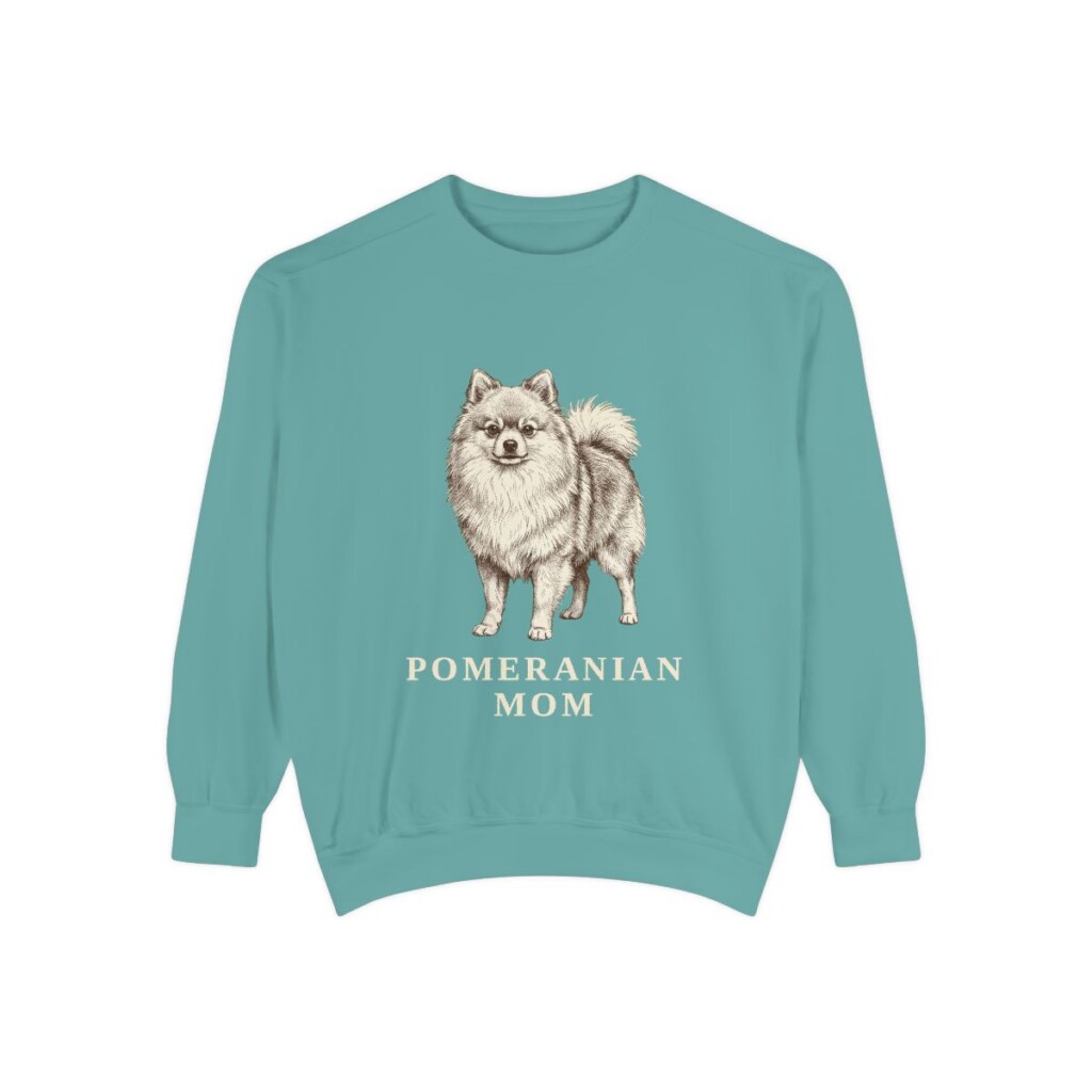 Pomeranian Mom Sweatshirt, Seafoam, front view