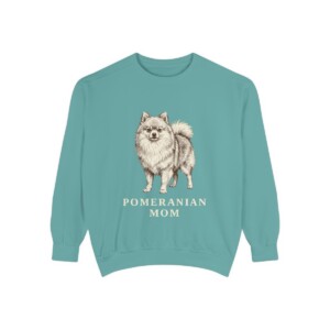 Pomeranian Mom Sweatshirt, Seafoam, front view