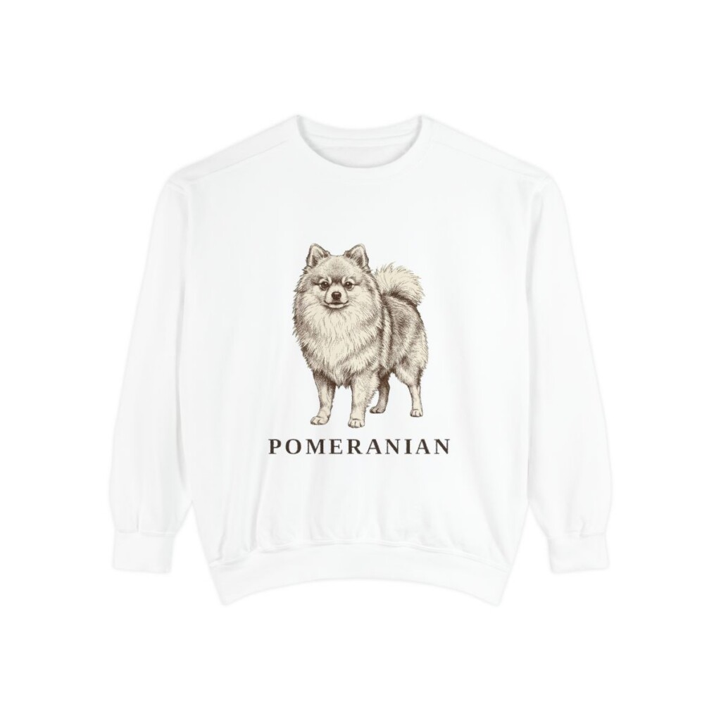 Pomeranian Sweatshirt, White, front view